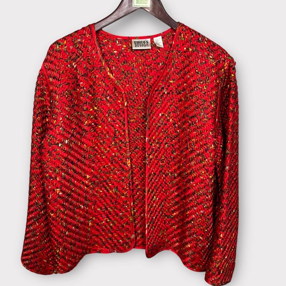 Chico's (L) Woven Silk Jacket - Picture 1 of 10